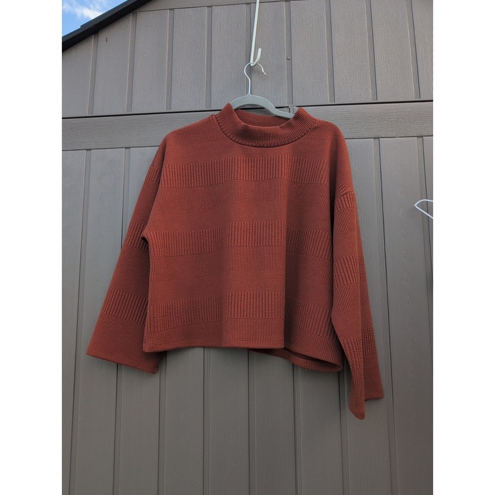 Leith Women Large Sweater Pullover Brown/Rust‎ Mock Neck Long Sleeve